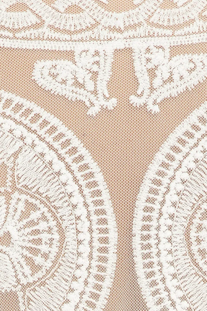 White Lace Mesh Kimono
