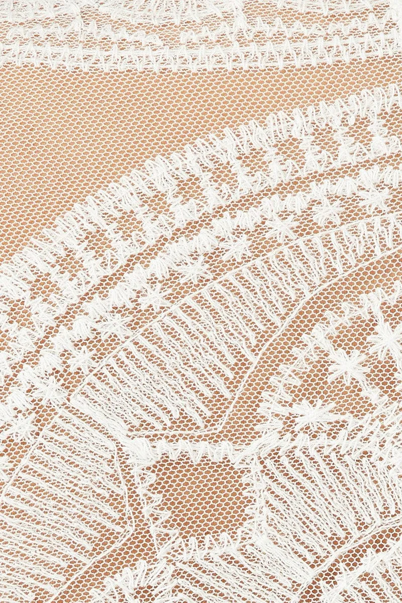White Longline Embroidered Mesh Kimono
