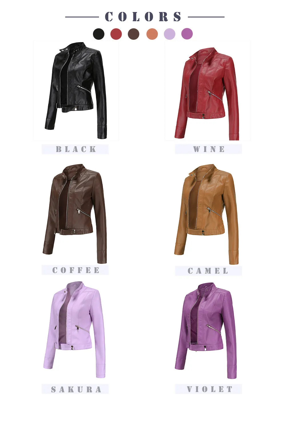 Women Casual Thin Leather Short Jacket