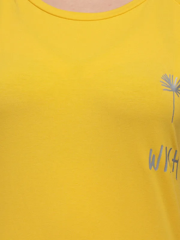 Women Mustard Solid Tops & T-shirts-Space Tee-MS
