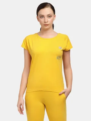 Women Mustard Solid Tops & T-shirts-Space Tee-MS