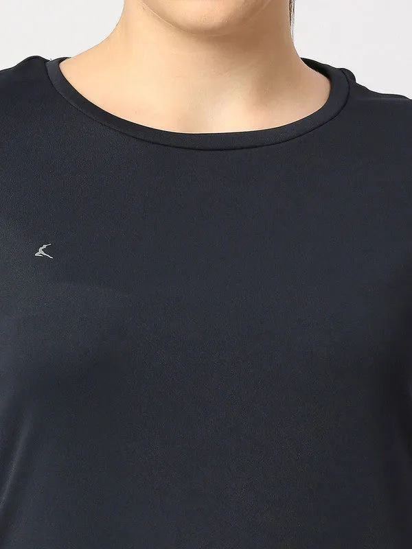 Women Navy Blue Solid Regular Fit Sports T-Shirt - Ventura Tee-NY