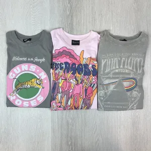 Womens Band T-shirt Bundle Guns N Roses, The Doors, Pink Floyd Cotton-On