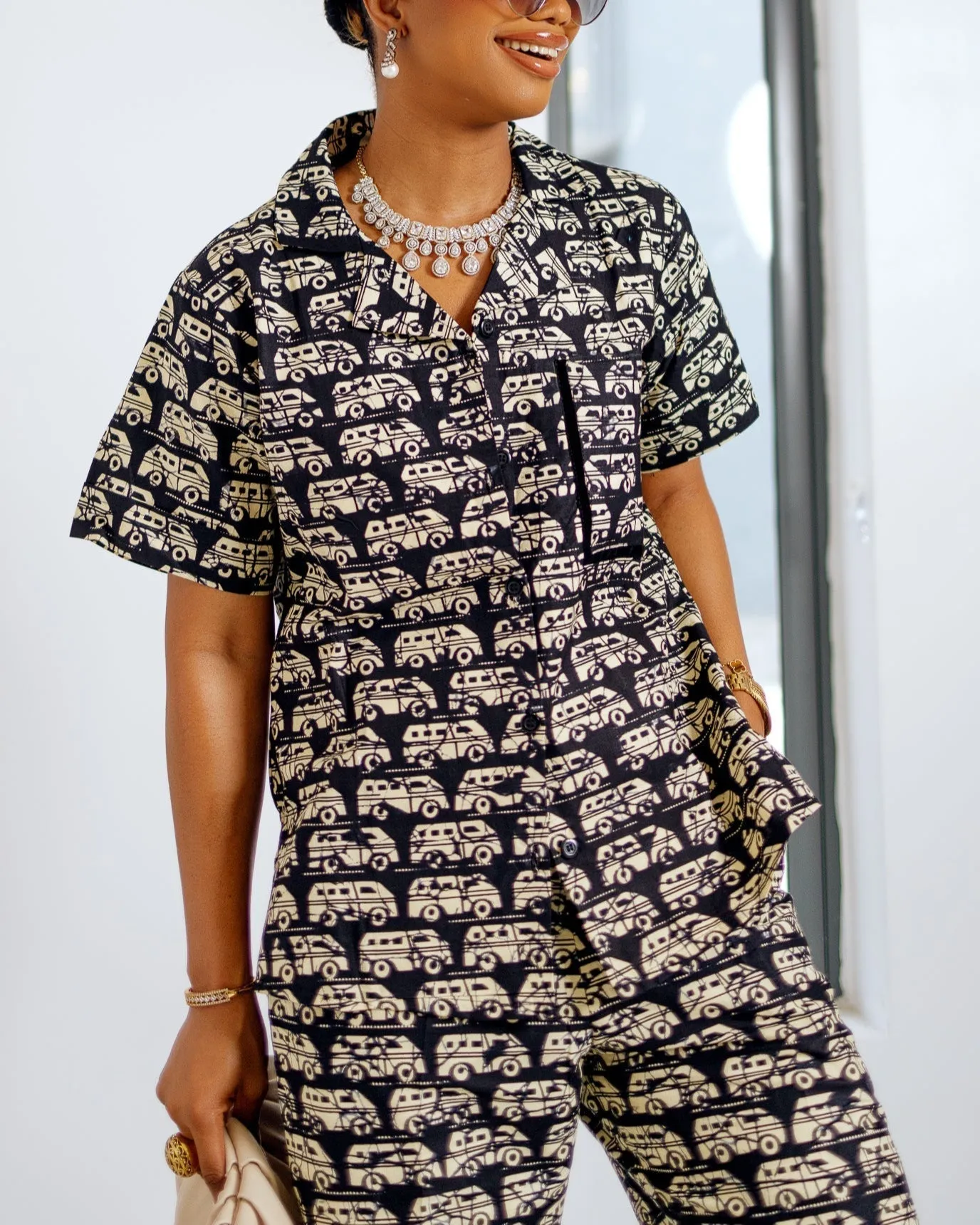 Women's Casual Print Pants Tops Two-Piece Set