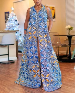 Women's Casual Print Sleeveless Loose Maxi Dress