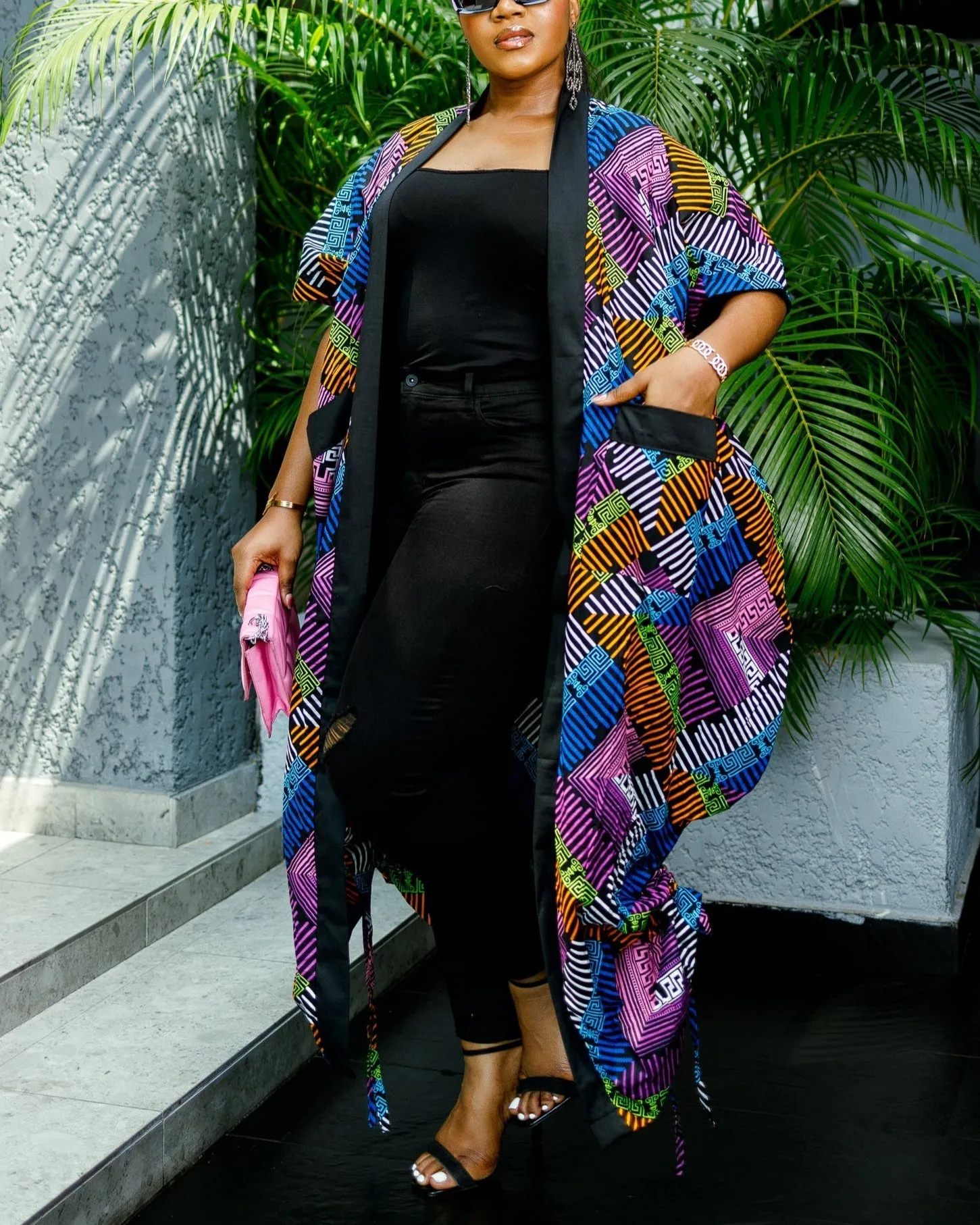Women's Fashion Print Long Kimono Coat