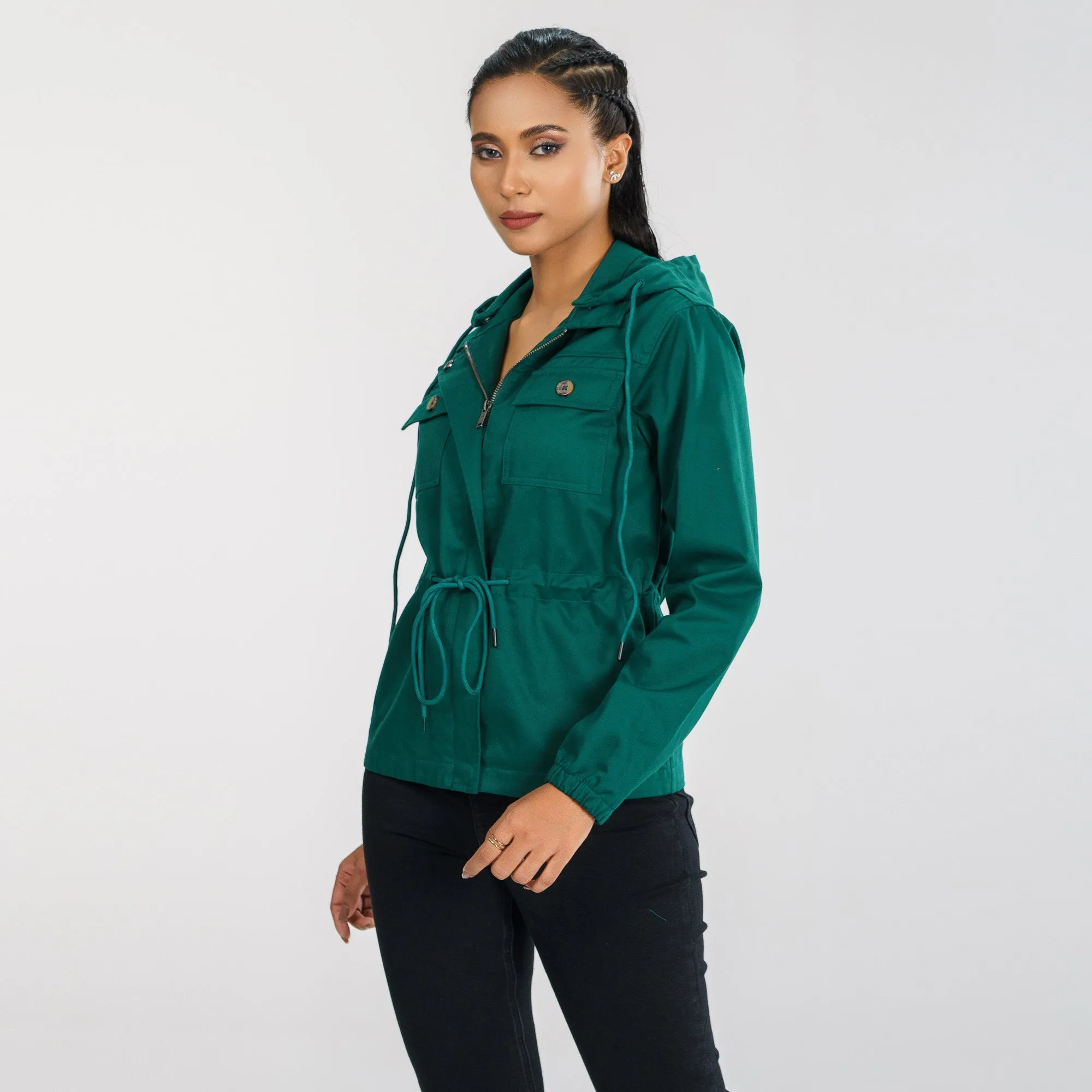 Womens Forest Green Twill Jacket