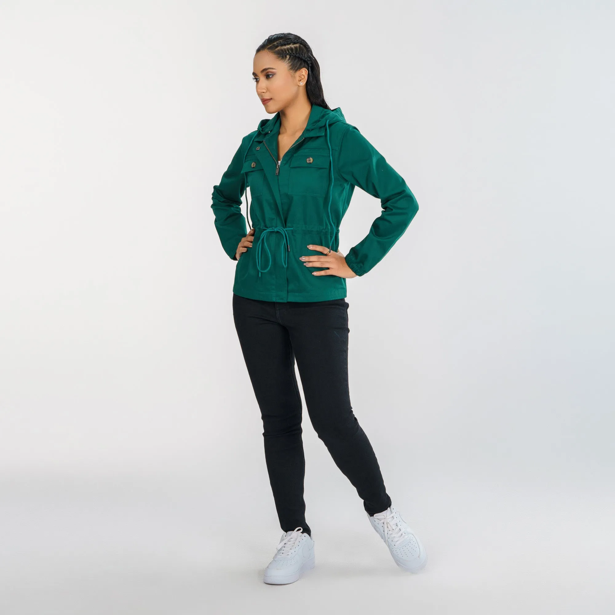Womens Forest Green Twill Jacket