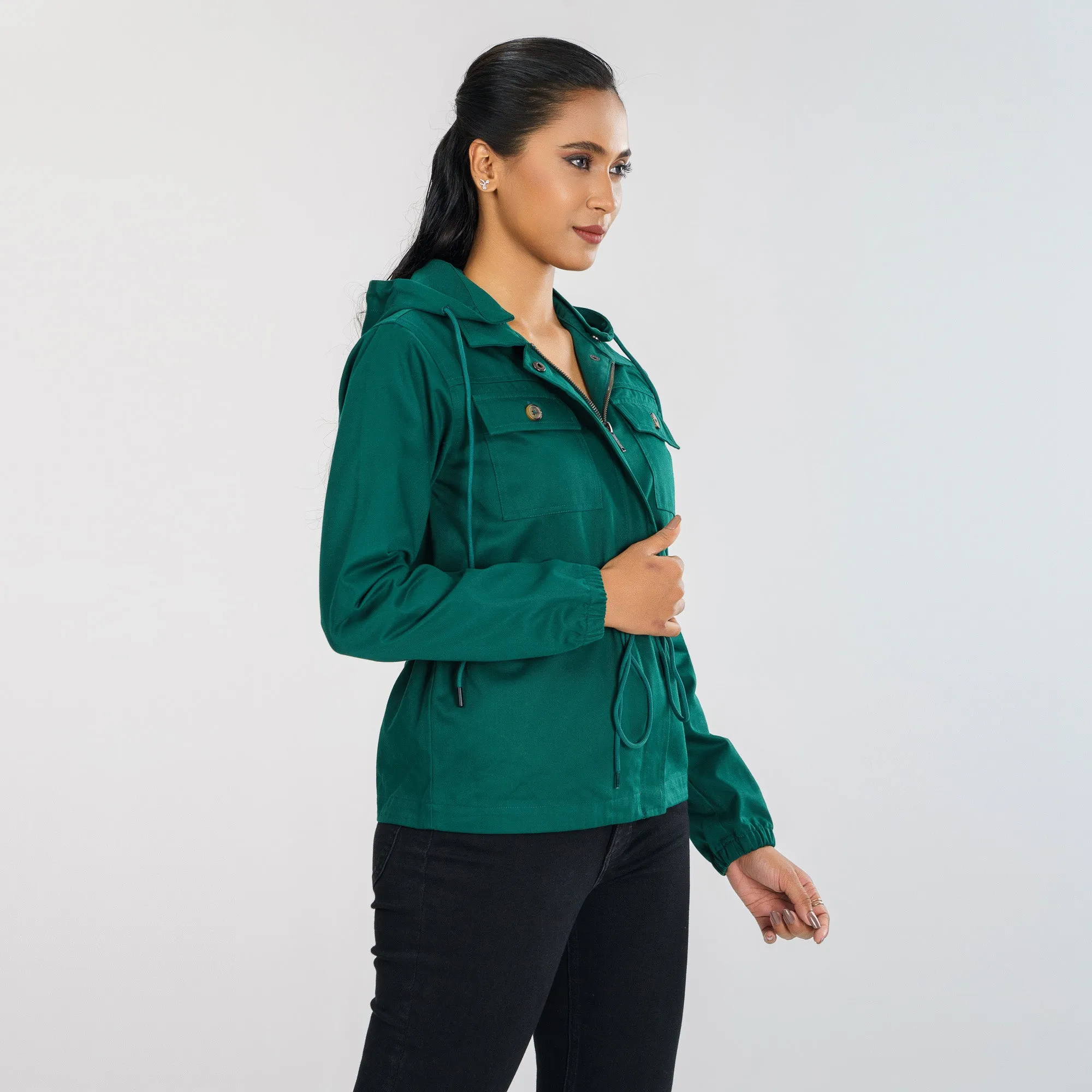 Womens Forest Green Twill Jacket