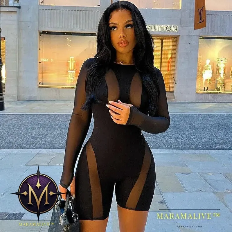 Women's Mesh Zipper Jumpsuit - Stylish Women's Romper