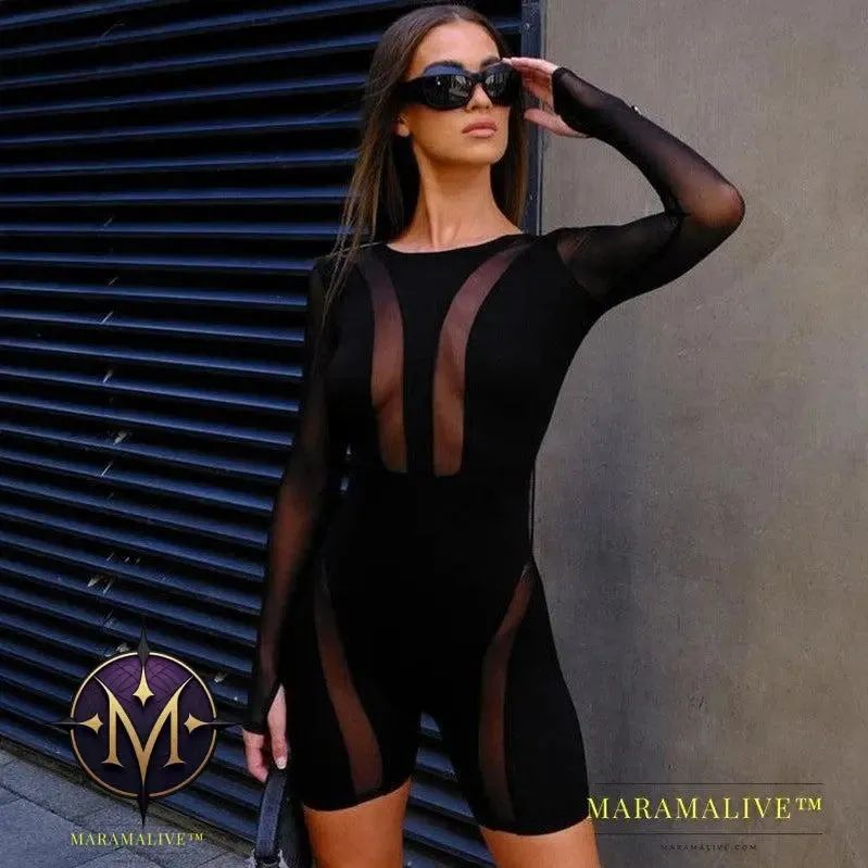 Women's Mesh Zipper Jumpsuit - Stylish Women's Romper