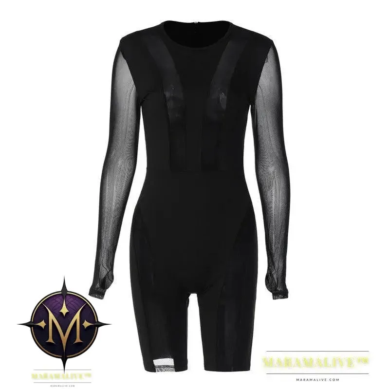 Women's Mesh Zipper Jumpsuit - Stylish Women's Romper