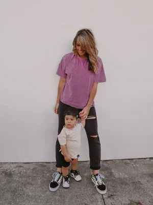 Women's Oversized Tee - Purple Acid Wash