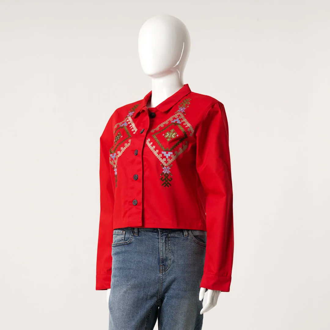 Womens Red Twill Jacket