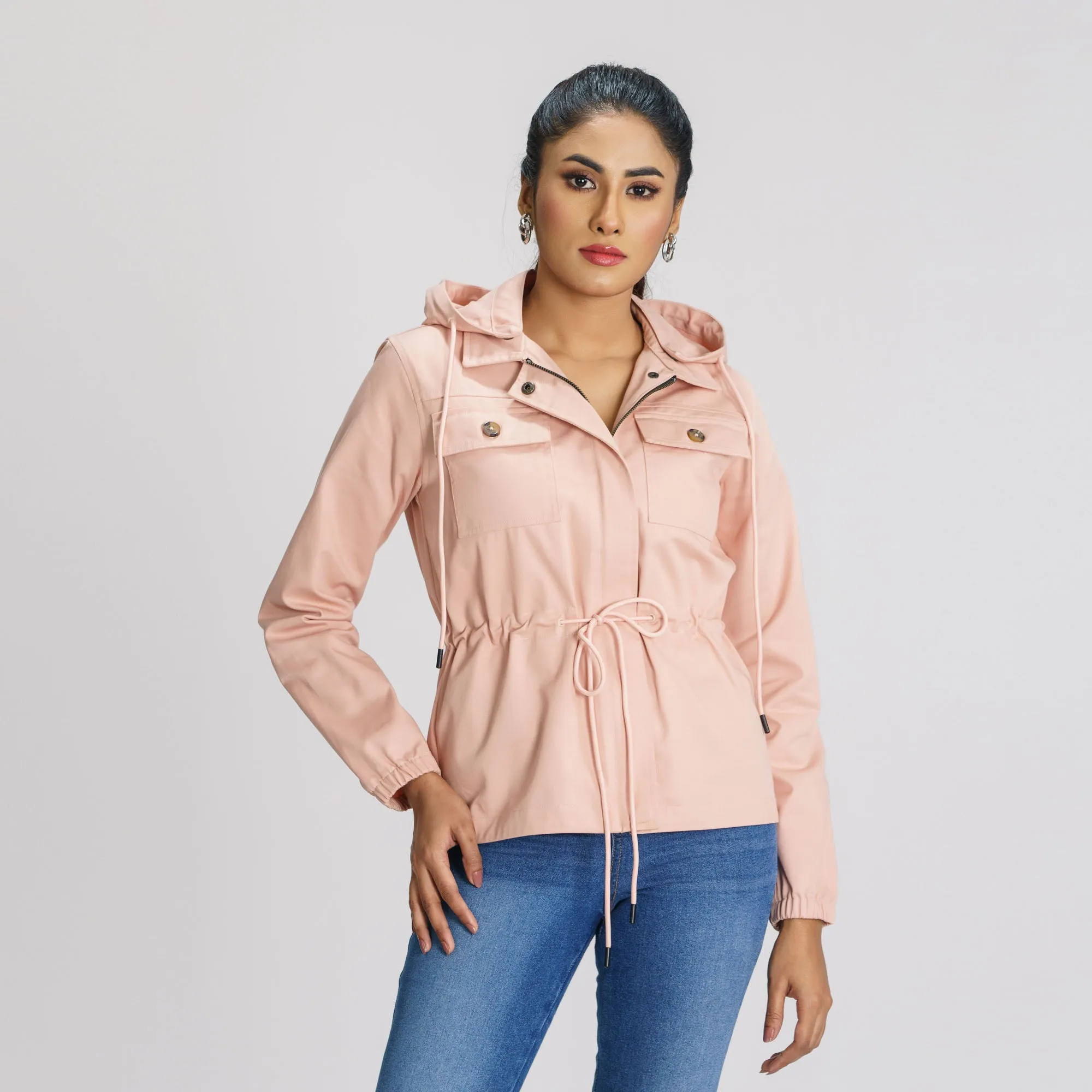 Womens Rose Peach Twill Jacket